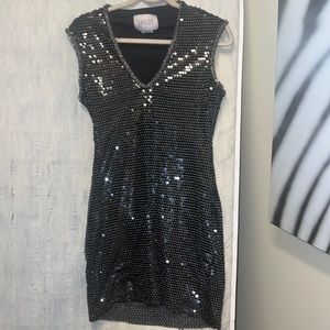 Revolve black sequin mini dress